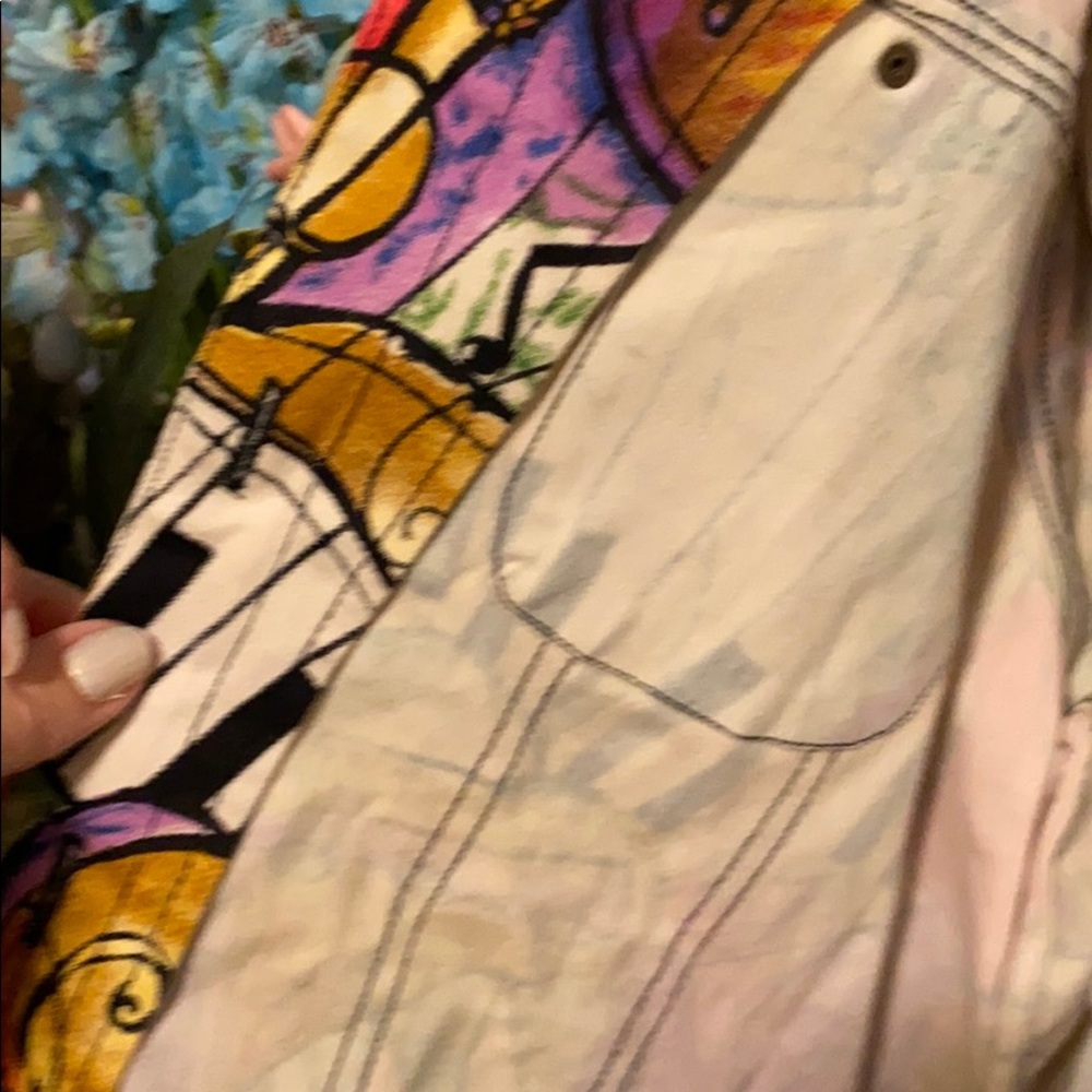 Funky Denim Style Jacket Music Inspired Art L - Picture 4 of 7